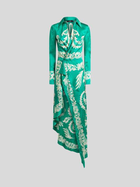 WRAP DRESS WITH STENCIL FLORAL PRINT