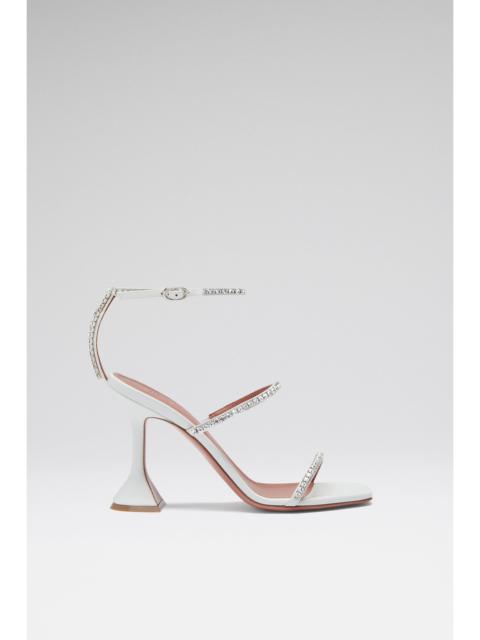 GILDA SANDAL WHITE NAPPA AND WHITE CRYSTALS