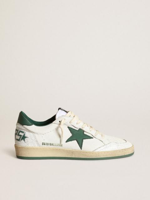 Men's Ball Star in white nappa leather with green leather star and heel tab