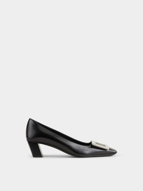 Belle Vivier Metal Buckle Pumps in Leather