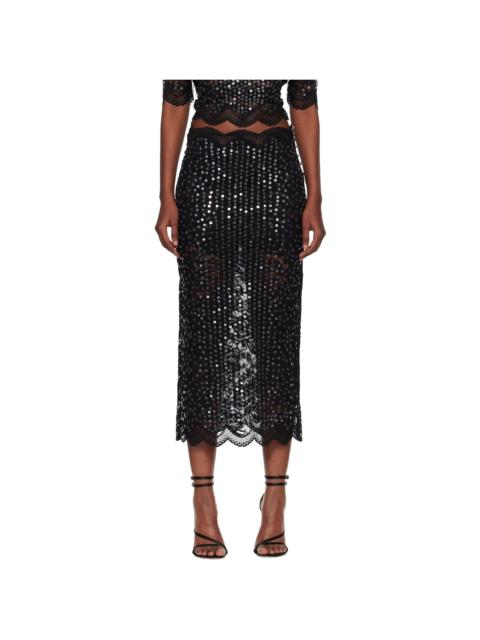 Black Sequinned Midi Skirt