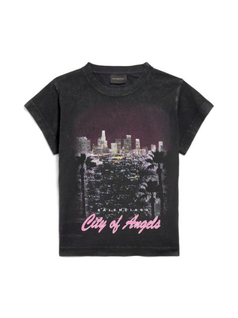 Women's City Of Angels Shrunk T-shirt in Black Faded