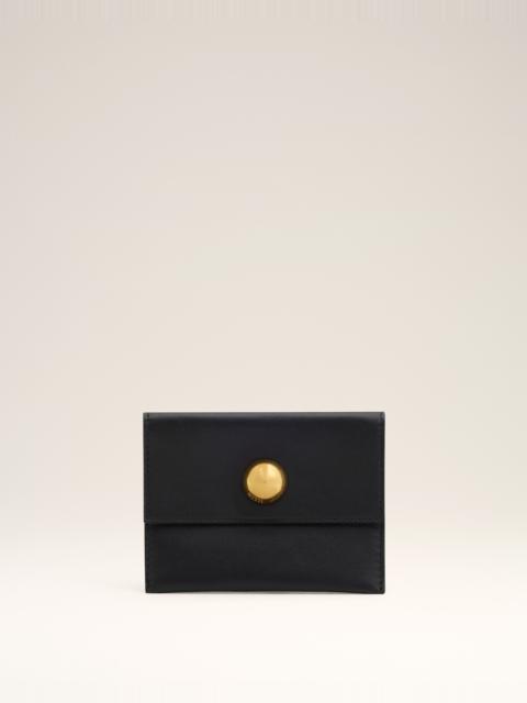 BLACK LEATHER CARROUSEL FOLDED CARD HOLDER