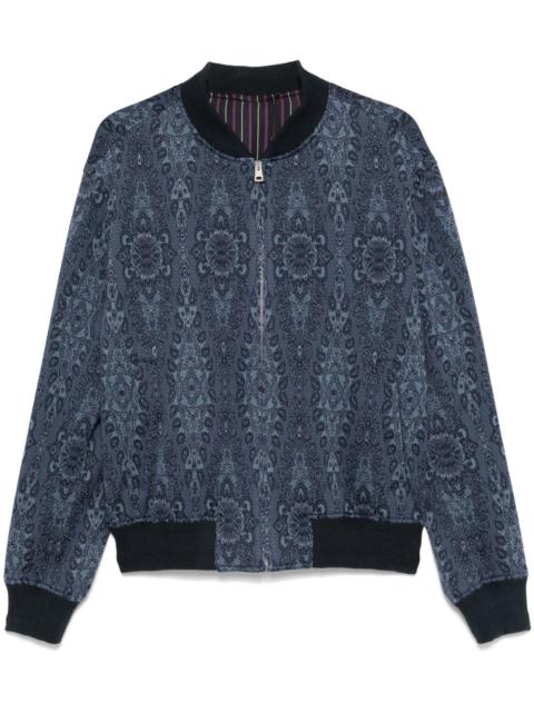 patterned-jacquard bomber jacket