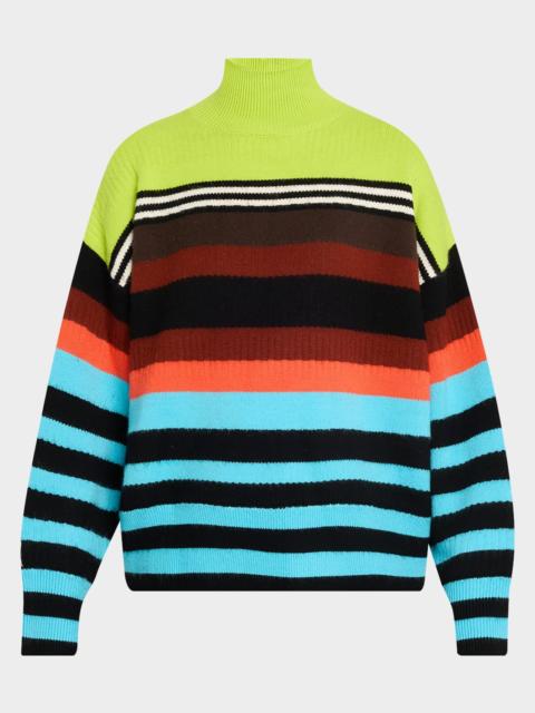 Striped Brushed Wool Turtleneck Sweater