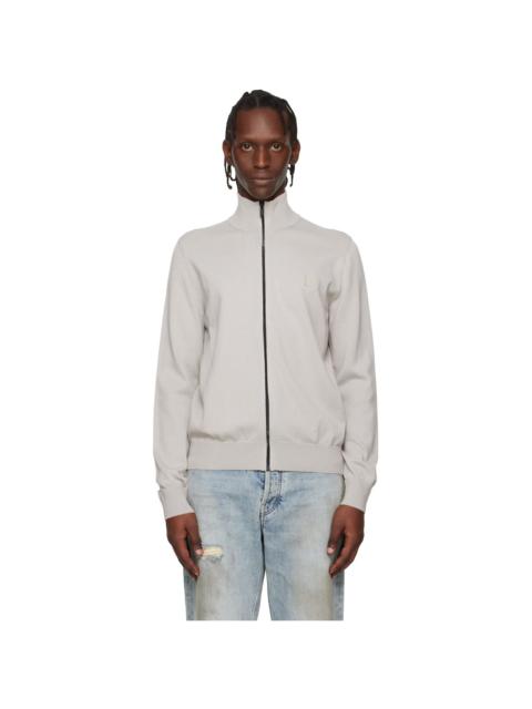 Gray Cotton Cashmere Knitted Logo Patch Sweatshirt