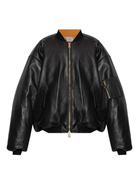 leather zip-fastening bomber jacket