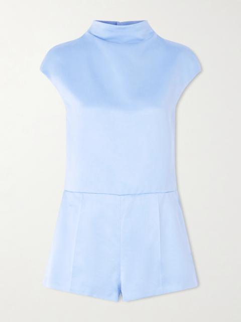 Open-back Cotton And Silk-blend Duchesse-satin Turtleneck Playsuit