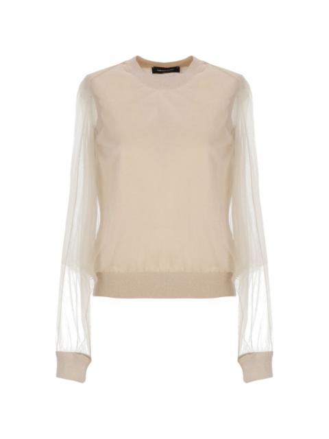 sheer-sleeve jumper