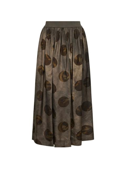 ribbed elasticated polka dot-pattern midi skirt