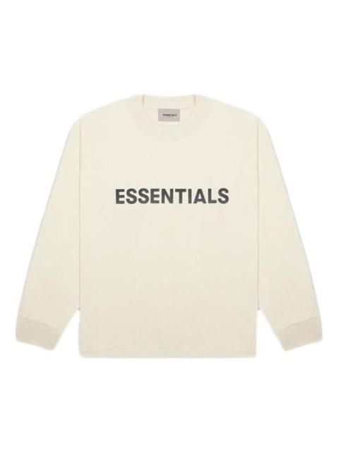 Fear of God Essentials SS20 3D Silicon Applique Boxy Long Sleeve Buttercream logo Tee FOG-SS20-412