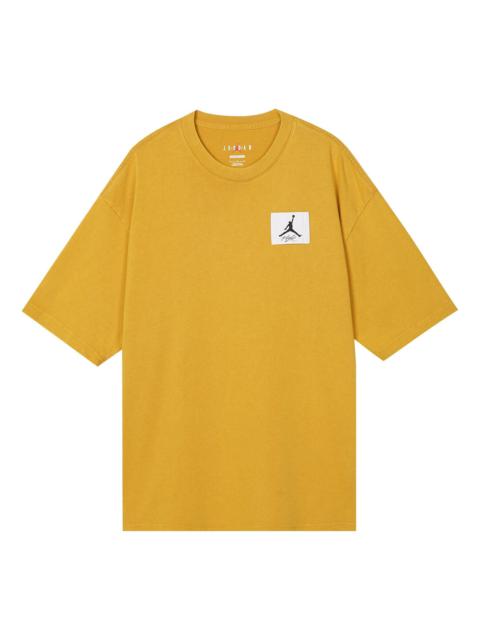 Men's Air Jordan FW22 Logo Label Loose Round Neck Short Sleeve Yellow T-Shirt DZ0605-712