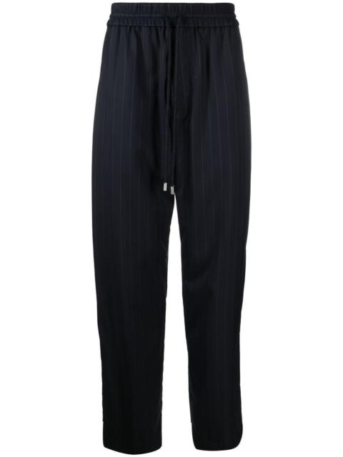 pinstriped straight-leg trousers