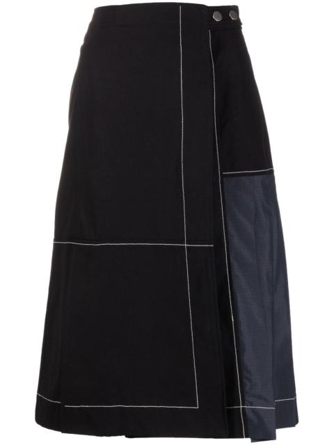 pleat-detail midi skirt