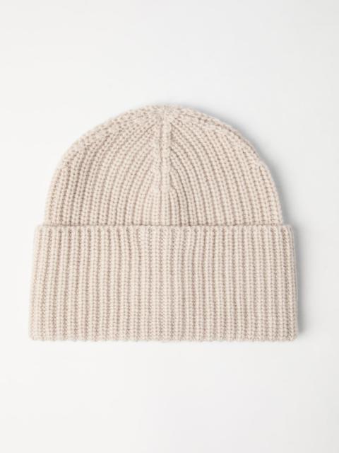 Cashmere English rib knit beanie