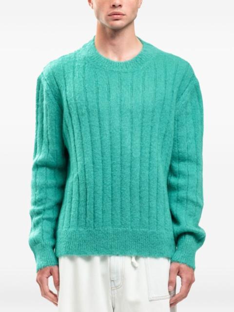 ribbed fuzzy sweater
