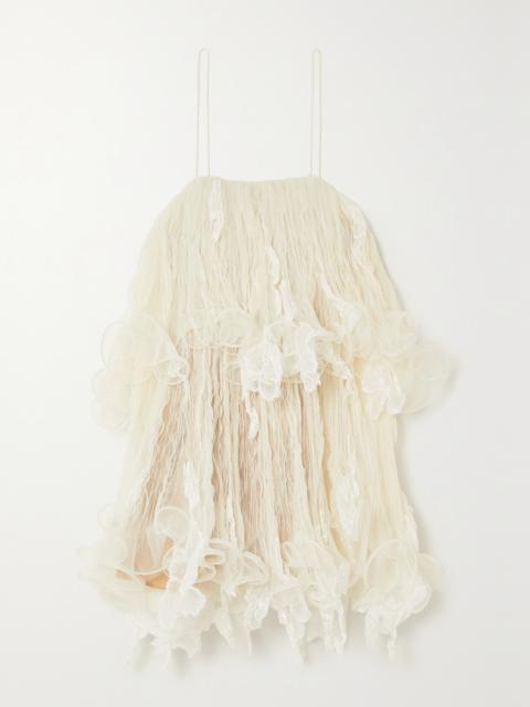 Wendell Tiered Ruffled Lace And Tulle Mini Dress