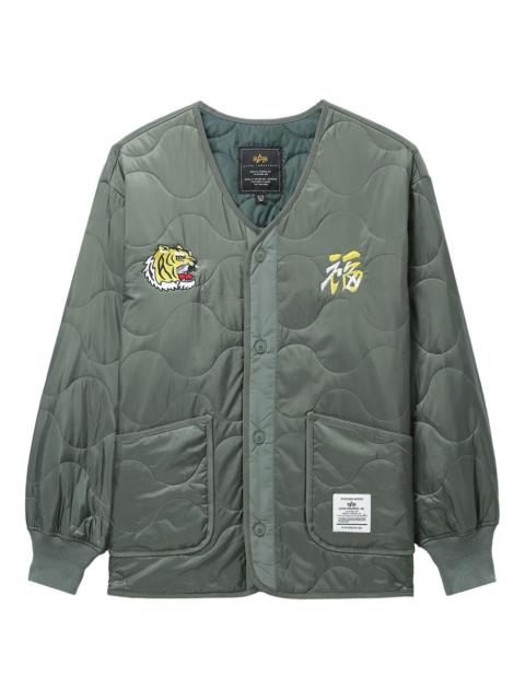 tiger-embroidered quilted jacket