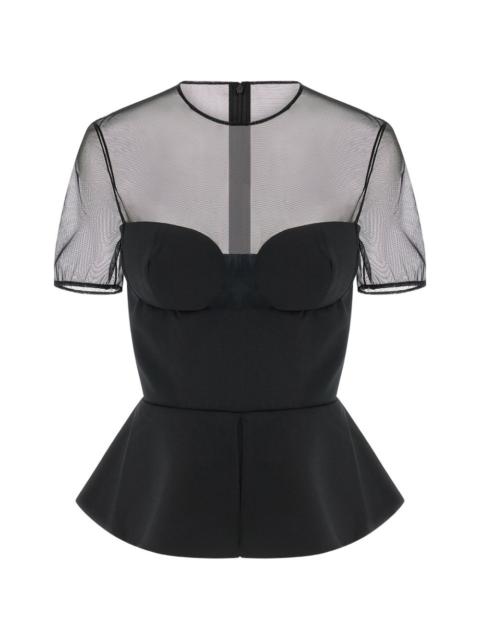 sheer-neckline blouse