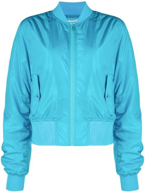 Diag-stripe print bomber jacket