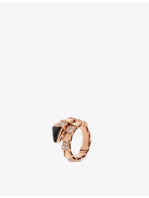 Serpenti Viper 18ct rose-gold, 0.75ct brilliant-cut diamond and onyx ring