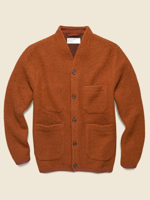 Wool Fleece Cardigan - Rust