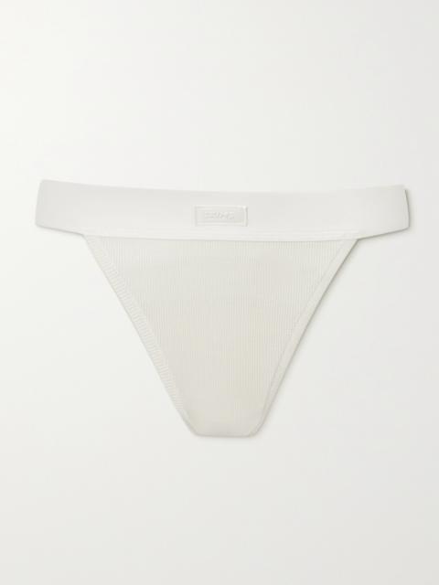 Cotton Collection Ribbed Cotton-blend Jersey Thong
