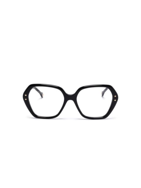 geometric-frame glasses