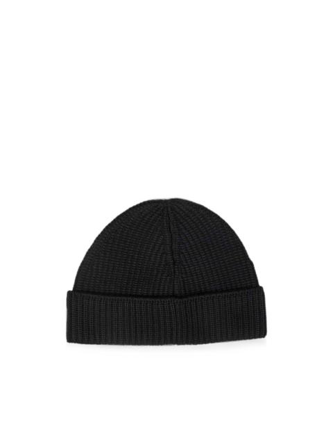 ribbed-knit wool beanie hat