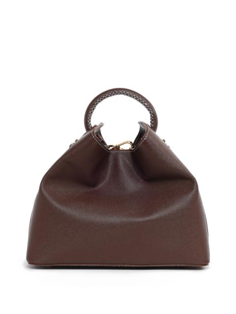 Raisin Caviar Leather Brown White Stitching