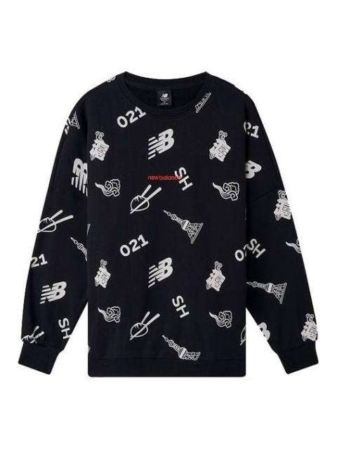 New Balance Unisex Printing Round-neck Sweatshirt Black AMT03371-BK