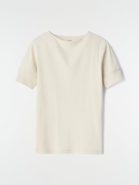 BOAT-NECK T-SHIRT IN LINEN AND COTTON RIBBED JERSEY