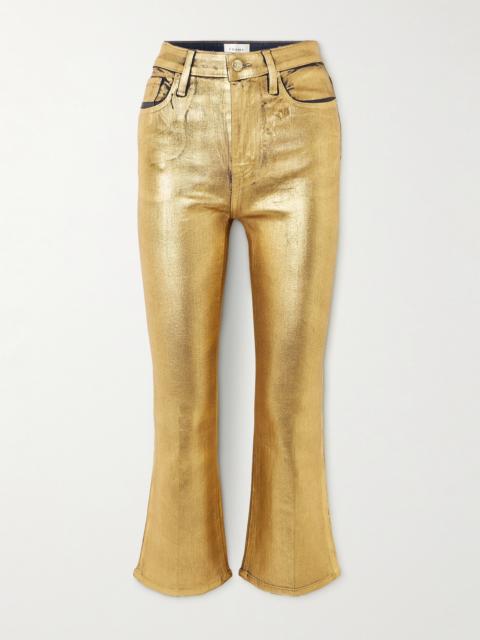 Le Crop Mini Cropped Metallic Coated High-rise Bootcut Jeans
