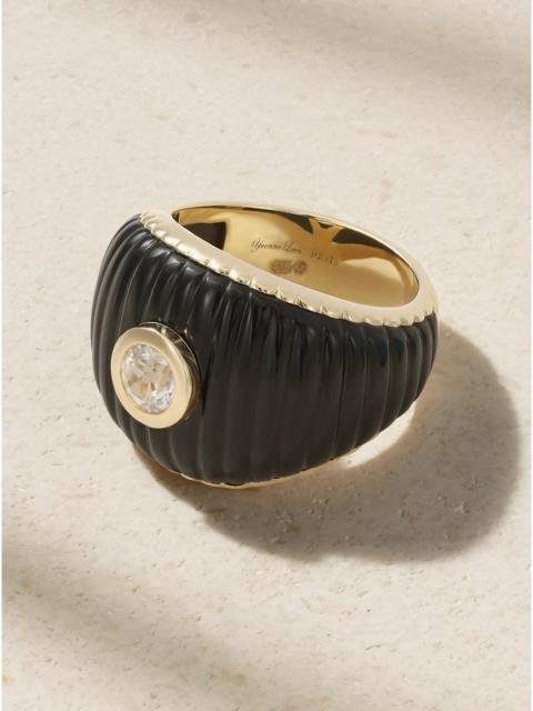 Bague 9-karat Gold, Onyx And Topaz Ring