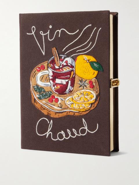 Vin Chaud Embroidered Appliquéd Canvas Clutch