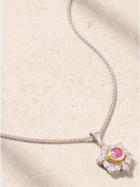 14-karat White And Yellow Gold Diamond And Sapphire Necklace