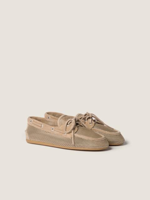 Mesh and suede boat shoes