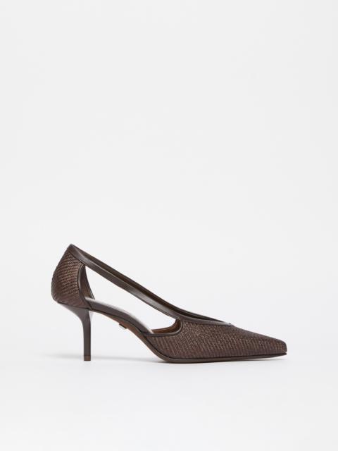 STRAWPUMP Raffia-effect court shoes