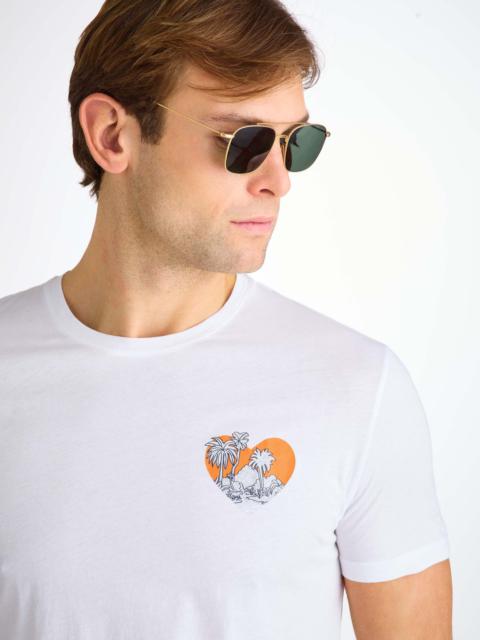 Men's T-Shirt Pima Cotton White Jungle Motif