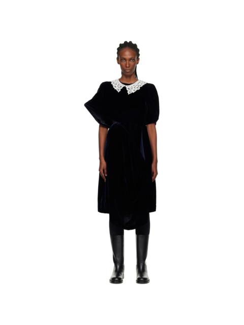 Navy Angular Midi Dress