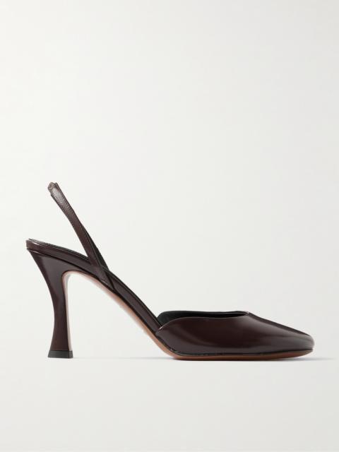 Baten Glossed-leather Slingback Pumps