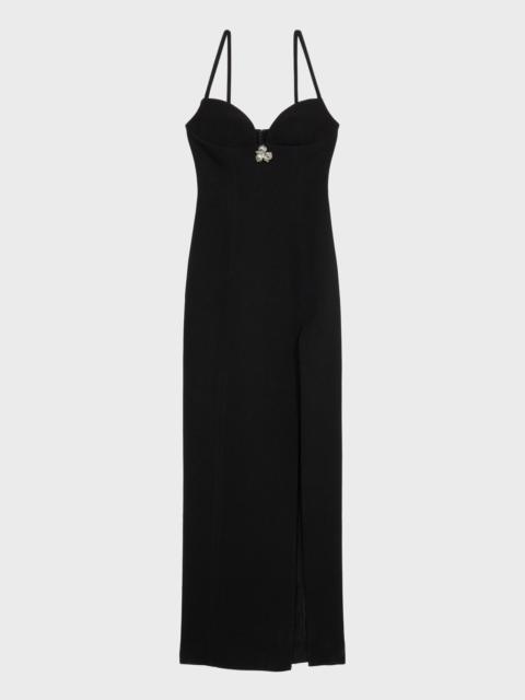 LONG CREPE DRESS WITH SLIT