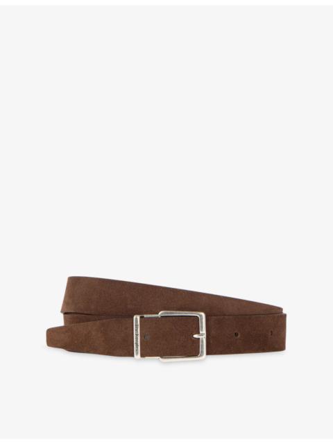 Branded-Buckle Suede Belt