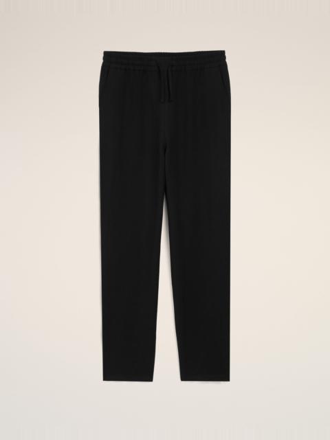BLACK BLENDED LINEN ELASTICATED WAIST TROUSERS