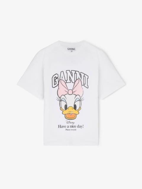 GANNI X DISNEY DAISY DUCK WHITE PRINTED CROPPED T-SHIRT