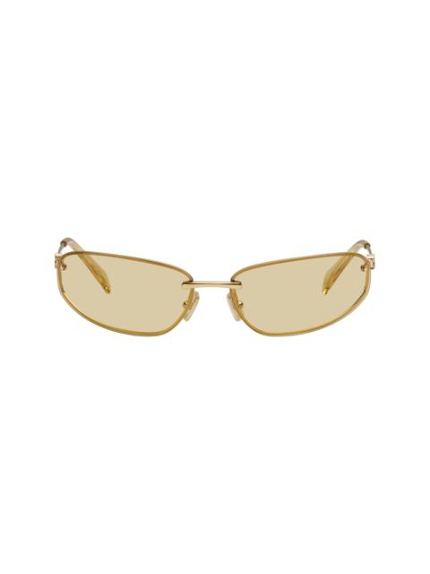 Gold Rimless Metal Oval Sunglasses