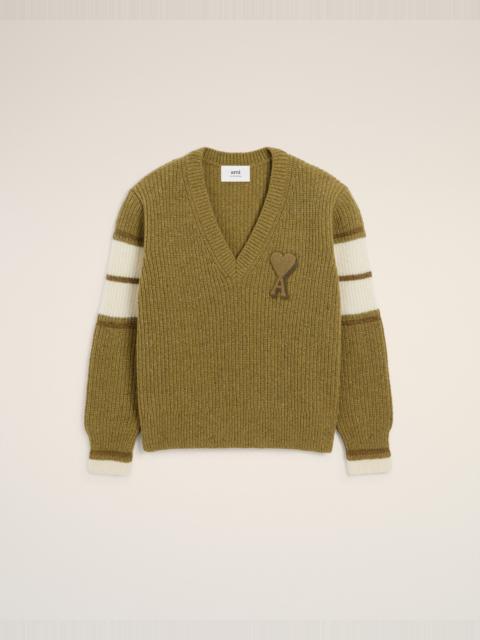 GREEN WOOL COLLEGE SWEATER