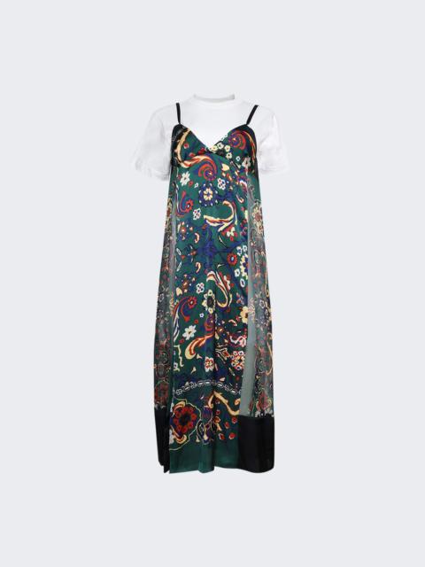 Floral Print Dress White And Green