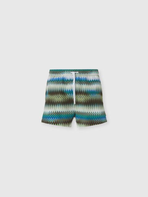 Swim shorts with gradient micro zigzag print