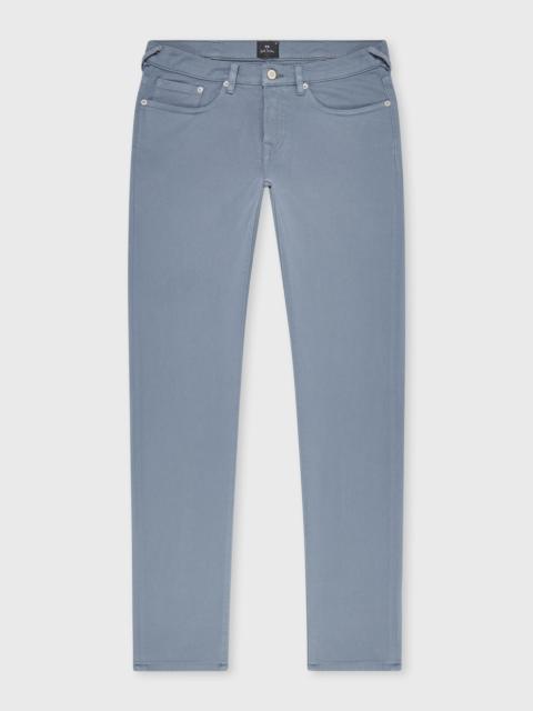 Tapered-Fit Powder Blue Garment-Dyed Organic Cotton-Stretch Jeans